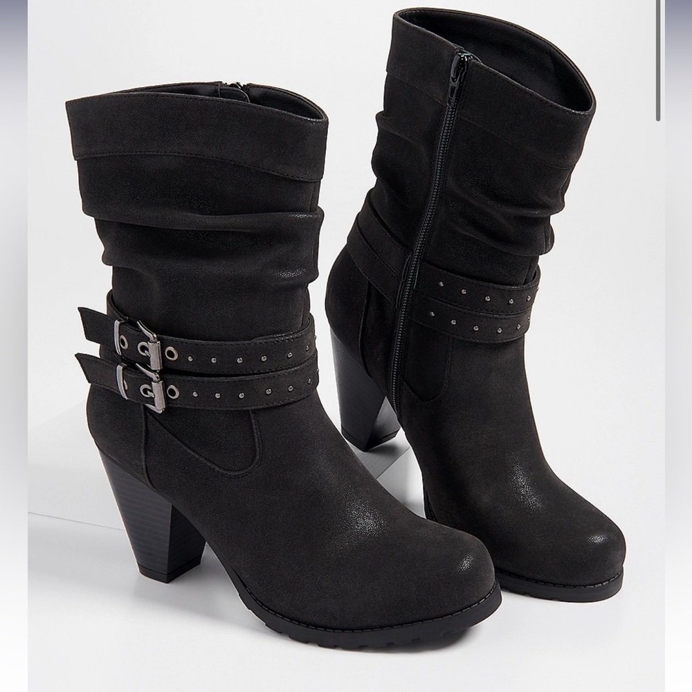 Maurice’s Rikki Studded Buckle Mid Calf Boots